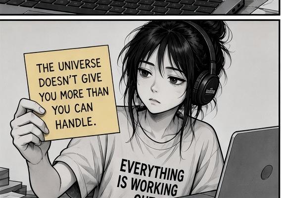Panel 5: Suze holds the sticky note about the universe