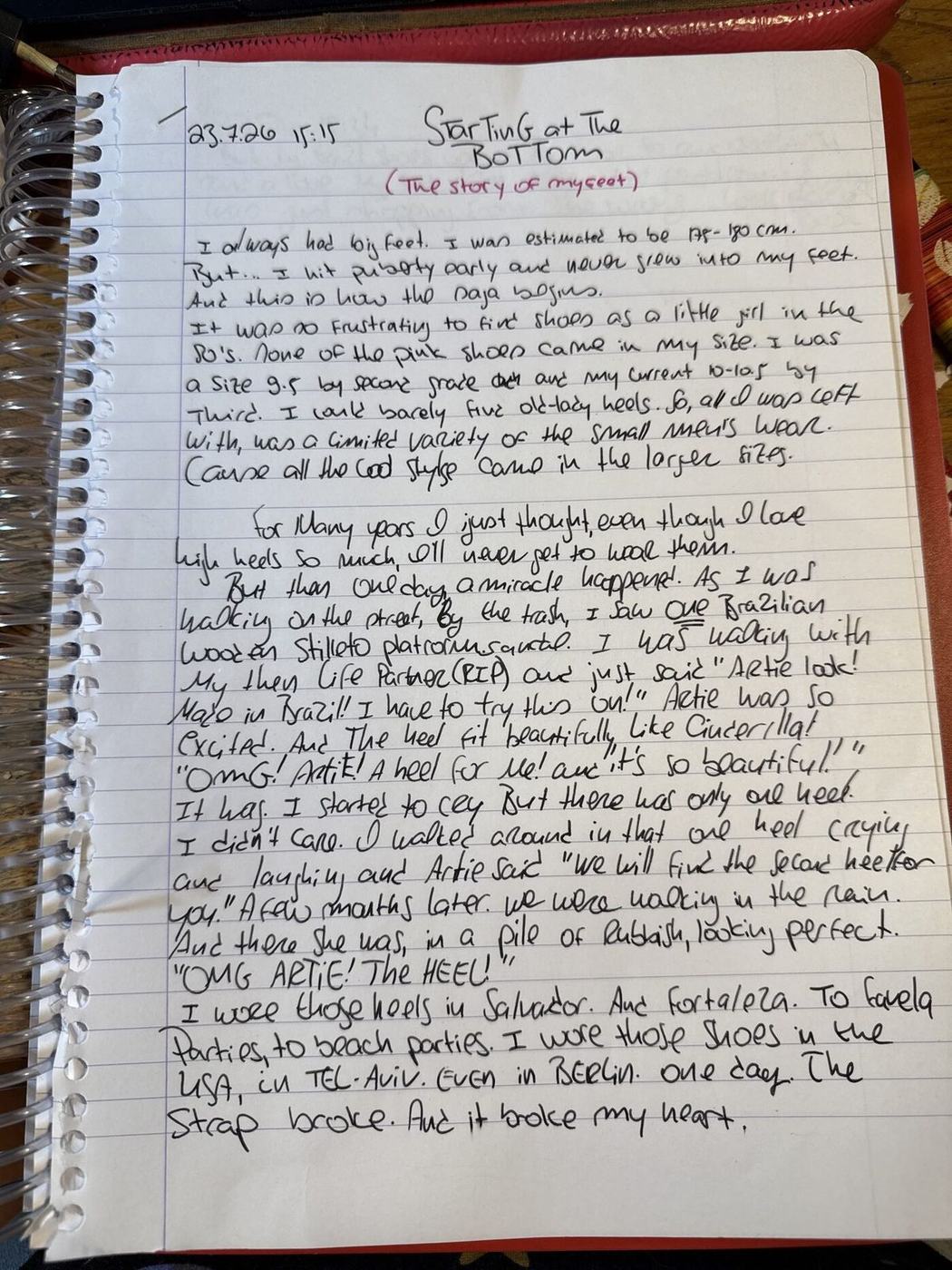 Handwritten original — Starting at the Bottom, page 1
