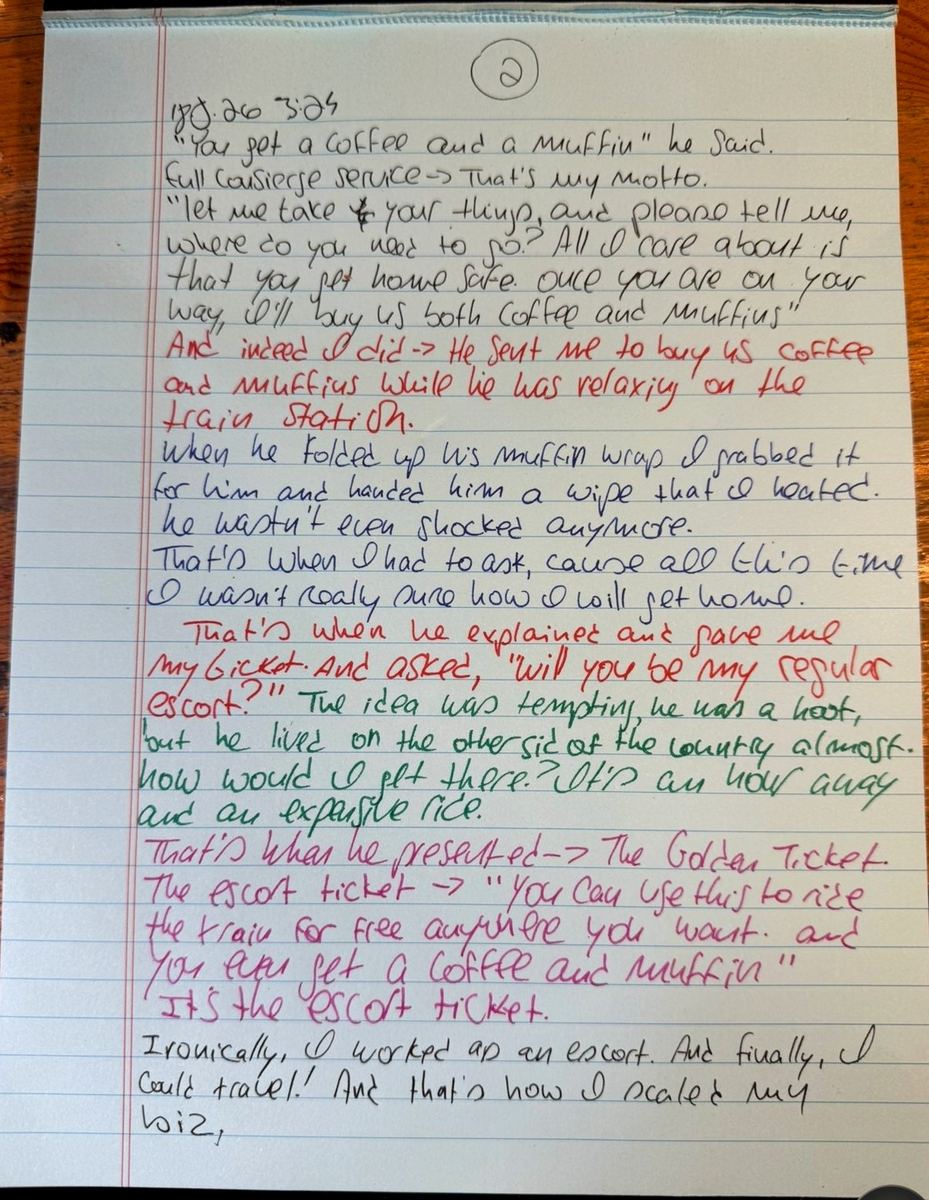 Handwritten original — The Golden Ticket, page 2, by Maya3ee Rainha, 18 July 2026