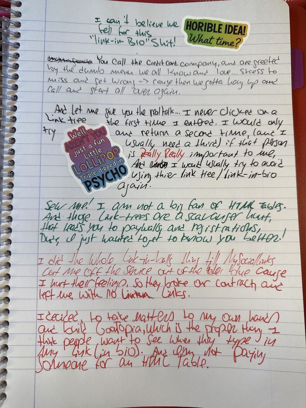 Handwritten original — Link-in-Bio piece